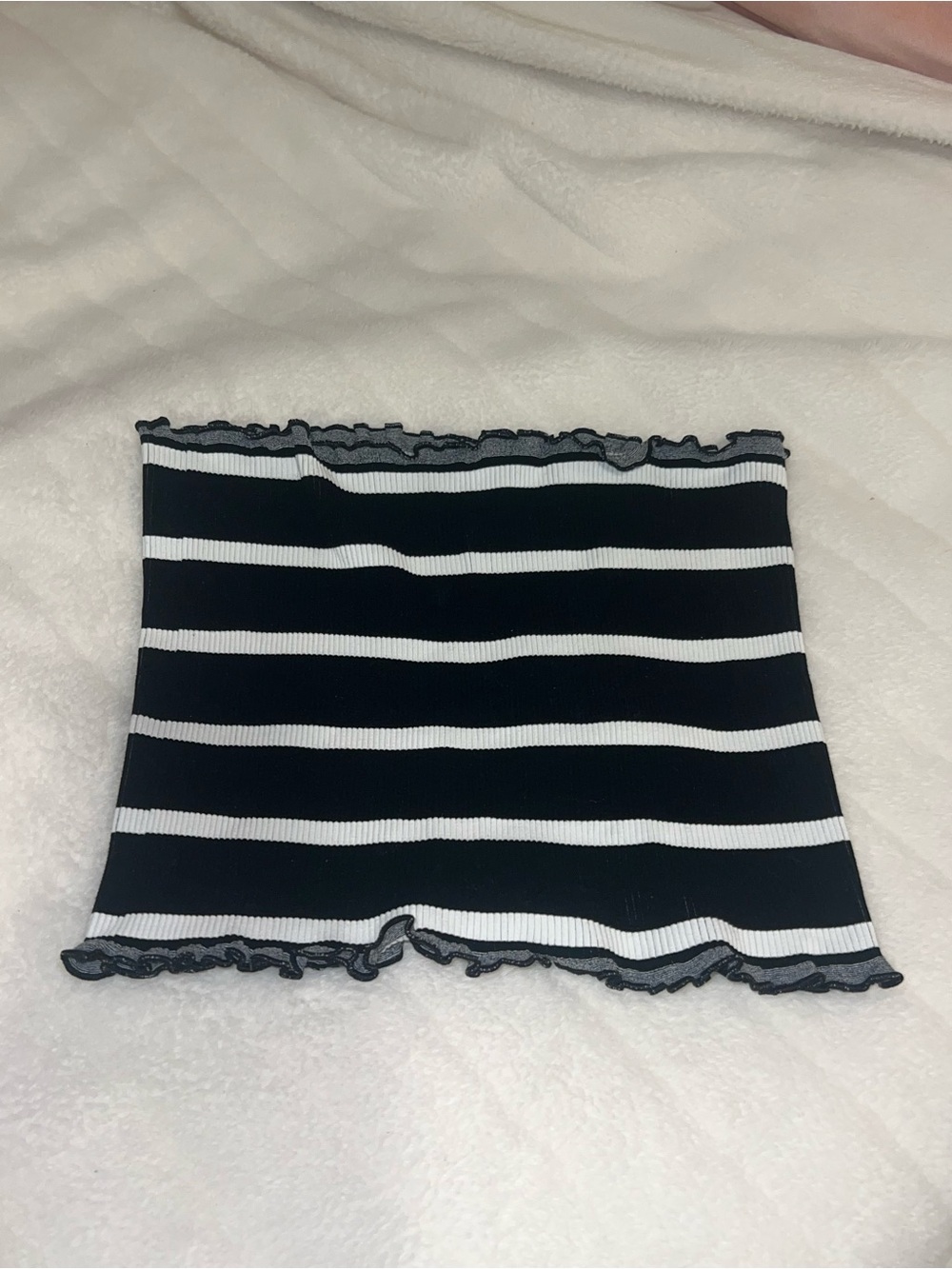 Black and White Striped Tube Top